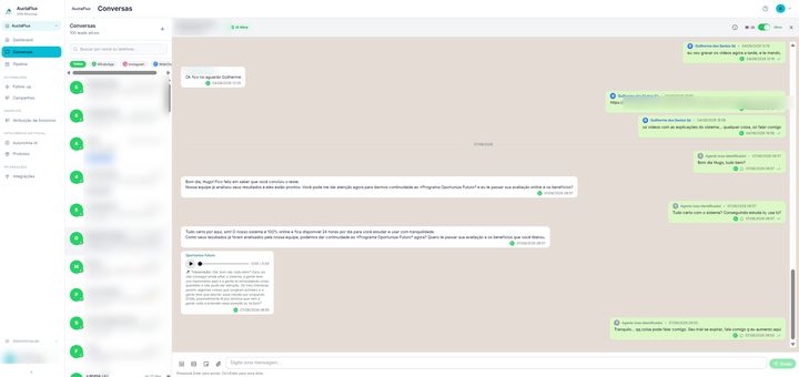Tela do sistema AuctaFlux em produção